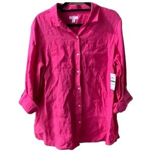 Charter club linen button down shirt size Large new